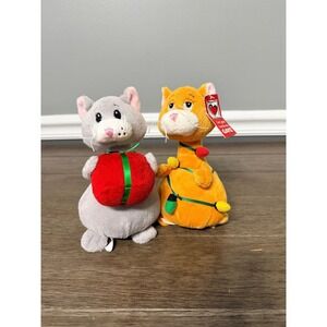 Ganz Orange & Gray Tangled  Christmas Lights Cat Lot of 2